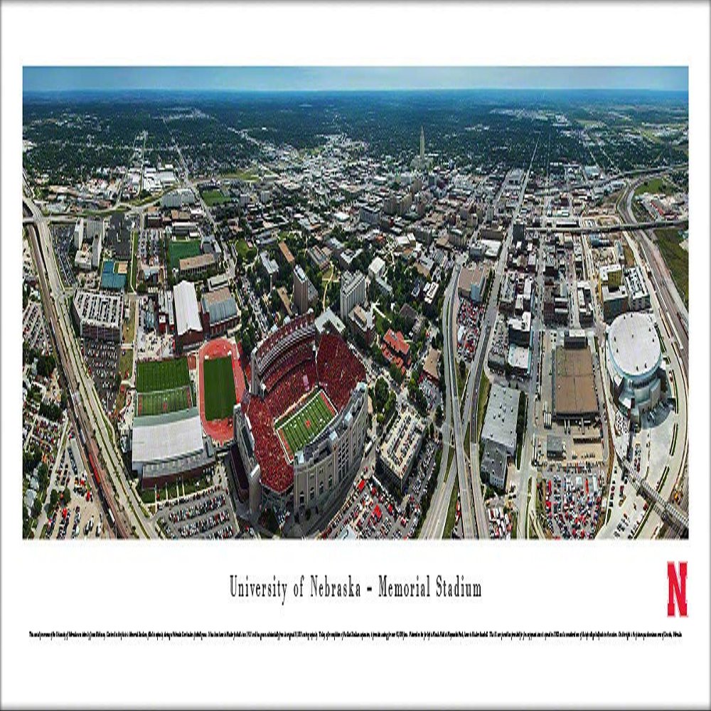 Blakeway Worldwide Panoramas, Inc. Nebraska Campus Aerial - 40x13.5-inch Panoramic Poster