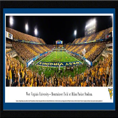 Blakeway Worldwide Panoramas, West Virginia Football, End Zone - 42x15.5-inch Panoramic Framed Picture with Mat