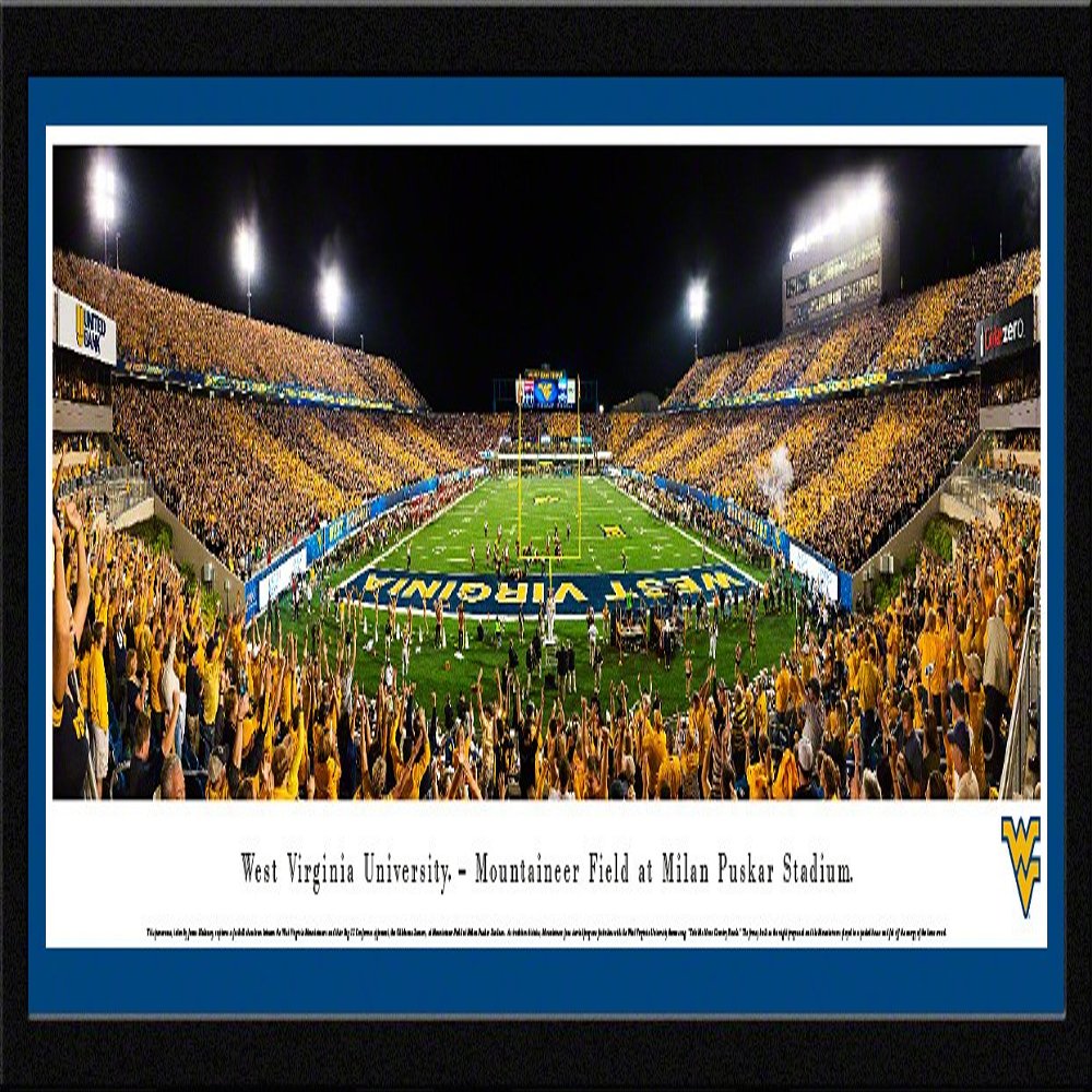 Blakeway Worldwide Panoramas, West Virginia Football, End Zone - 42x15.5-inch Panoramic Framed Picture with Mat