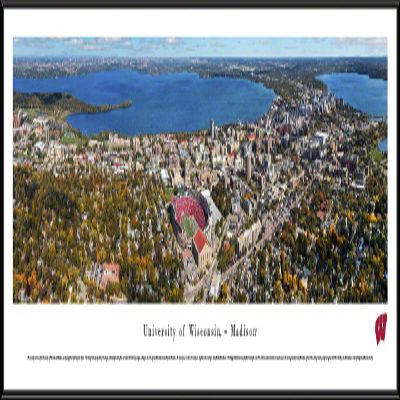 Wisconsin Campus Aerial - 40.25x13.75-inch Panoramic Framed Picture