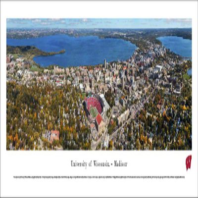 Blakeway Worldwide Panoramas, Inc. Wisconsin Campus Aerial - 40x13.5-inch Panoramic Poster