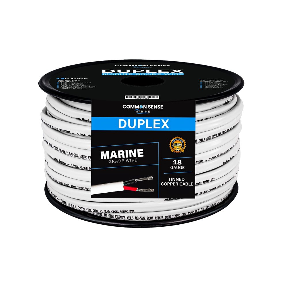 18 Gauge 2 Conductor Marine Wire - 2 x 50 Duplex Flat Marine Grade Wire Tinned Copper Oxygen-Free Insulated - 18/2 AWG UL 1426 Standard PVC Wire for Boat, Automotive - (100 ft Total)