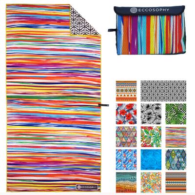 ECCOSOPHY Microfiber Beach Towel -Sand Free Towels are Quick Dry, Light Weight, Super Absorbent-Perfect Pool, Travel, Cruise, Camping Essentials-Oversized Extra Large for Adults (Key West)