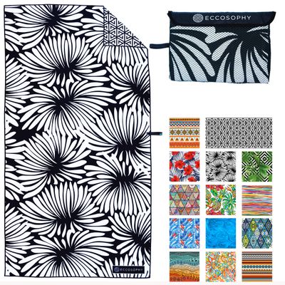 ECCOSOPHY Microfiber Beach Towel -Sand Free Towels are Quick Dry, Light Weight, Super Absorbent-Perfect Pool, Travel, Cruise, Camping Essentials - Oversized Extra Large for Adults (Lovina)