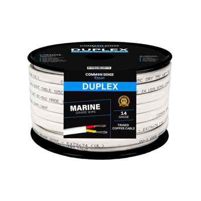 14 Gauge 2 Conductor Marine Wire - 2x50 ft Duplex Flat Marine Grade Wire Tinned Copper Oxygen-Free Insulated - 12/2 AWG UL 1426 Standard PVC Wire for Boat, Automotive, Speakers, Camper & Trailers