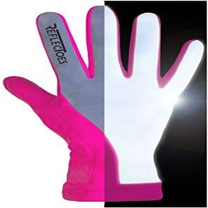 ReflecToes Reflective Winter Running Gloves - Touch Screen Compatible Warm Gloves -Thermal Fleece - Cold Weather Hi Vis Safety for Night Runs (Pink, Medium)