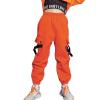 Rolanko Big Girls Cargo Pants Loose Joggers Trousers Kids Hip Hop Dance Clothes (Orange, 12-14) view 1