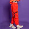 Rolanko Big Girls Cargo Pants Loose Joggers Trousers Kids Hip Hop Dance Clothes (Orange, 12-14) view 2