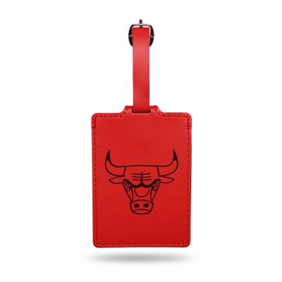 Rico Industries LELUG72001RD: Bulls Team Color Laser Engraved Luggage Tag - Red