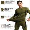 CL convallaria Thermal Underwear Set Winter Hunting Gear Sport Long Johns Base Layer Bottom Top Midweight Army Green XXL view 2