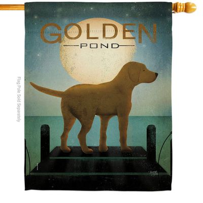 Breeze Decor Golden Pond House Flag Dog Puppy Spoiled Paw Canine Fur Pet Nature Farm Animal Creature Decoration Banner Small Garden Yard Gift Double-Sided, Made in USA
