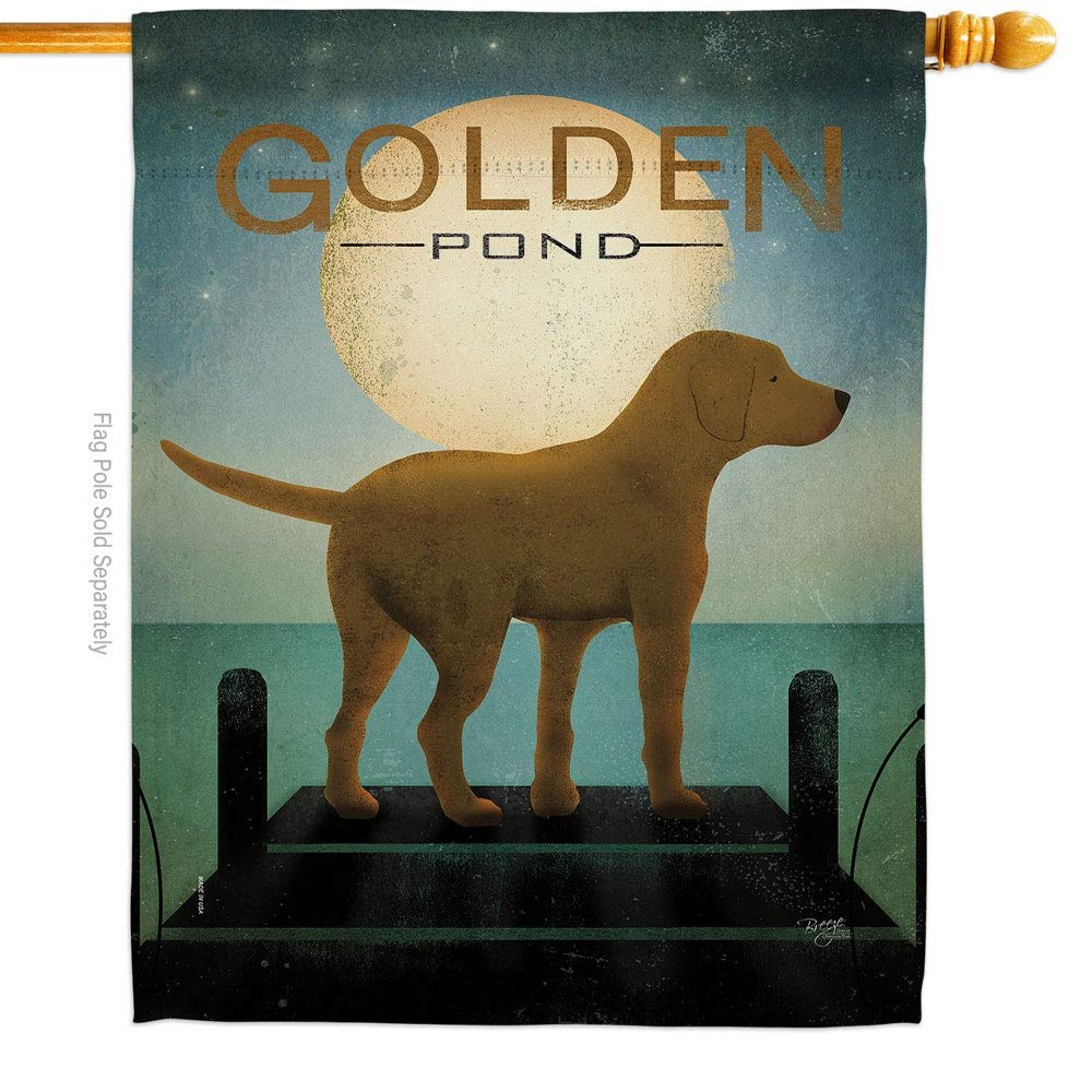 Breeze Decor Golden Pond House Flag Dog Puppy Spoiled Paw Canine Fur Pet Nature Farm Animal Creature Decoration Banner Small Garden Yard Gift Double-Sided, Made in USA