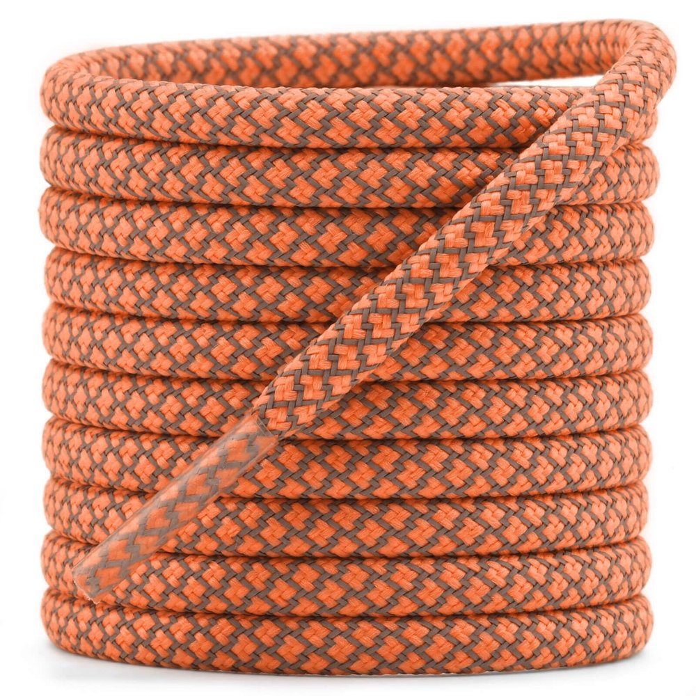 DELELE 2 Pairs 4/25" Thick Round Reflective Shoe Laces Yellow Orange Safety Highlight Rope 47 inches