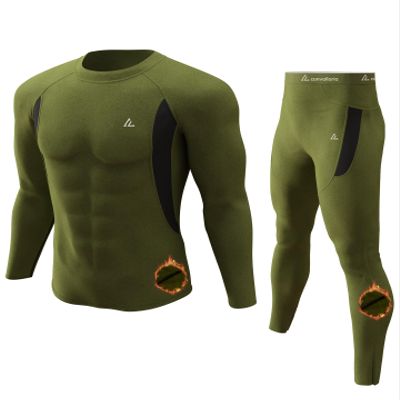 CL convallaria Long Johns for Men, Thermal Underwear Set Winter Hunting Gear Sport Base Layer Top and Bottom Midweight Army Green M