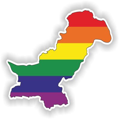 1x Pakistan Gay Pride Map Flag Waterproof Vinyl Sticker LGBTQI ILGA Equality - 5cm / 2inches