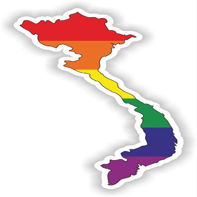 1x Vietnam Gay Pride Map Flag Waterproof Vinyl Sticker LGBTQI ILGA Equality - 15cm / 5.9inches