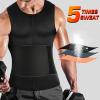 Cimkiz Mens Sweat Sauna Vest for Waist Trainer Zipper Neoprene Tank Top, Adjustable Sauna Workout Zipper Suit (Black, Small) view 2