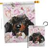 Breeze Decor Dachshund Floral Garden House Flag Set Dog Puppy Spoiled Paw Canine Fur Pet Nature Farm Animal Creature Decoration Banner Small Yard Gift Double-Sided, Made in USA view 1
