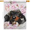 Breeze Decor Dachshund Floral House Flag Dog Puppy Spoiled Paw Canine Fur Pet Nature Farm Animal Creature Decoration Banner Small Garden Yard Gift Double-Sided, Made in USA view 1