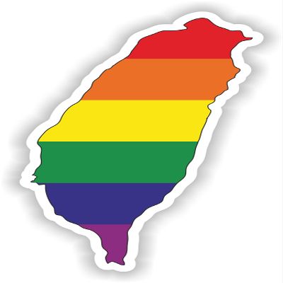 1x Taiwan Gay Pride Map Flag Waterproof Vinyl Sticker LGBTQI ILGA Equality - 15cm / 5.9inches