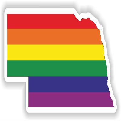 1x Nebraska Gay Pride Map Flag Waterproof Vinyl Sticker LGBTQI ILGA Equality - 5cm / 2inches