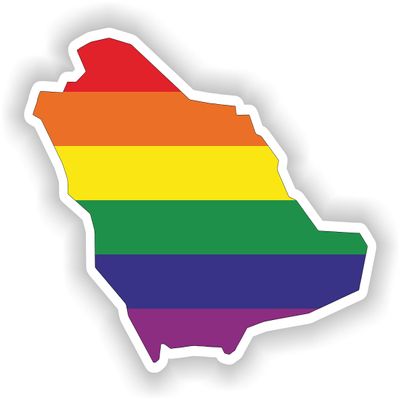1x Saudi Arabia Gay Pride Map Flag Waterproof Vinyl Sticker LGBTQI ILGA Equality - 30cm / 11.8inches
