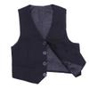 Oyolan Kids Boys Gentleman Button Down Blazer Waistcoat Vest Party Wedding School Gathering Formal Suit Black 10-12 view 1