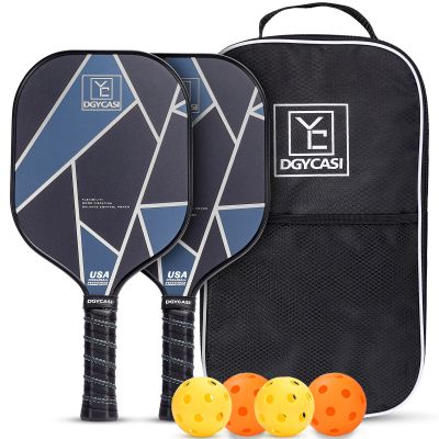 YC DGYCASI Pickleball Paddles Set of 2, USAPA Approved Carbon Fiber Surface Pickleball Set, Lightweight Pickle Ball Rackets 2 Pack, 2 Outdoor Pickleball, 2 Indoor Pickleball, 1 Pickleball Bag