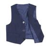 Oyolan Kids Boys Gentleman Button Down Blazer Waistcoat Vest Party Wedding School Gathering Formal Suit Navy Blue 4-5 view 1
