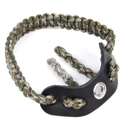 SUNYA Archery Bow Wrist Sling, 550 Paracord Strap Comfortable on Hand.100% Full Grain Leather Yoke, Multiple Camo Colors.Fit Compound Bow Stabilizer & Recurve. (Army Camo 28)
