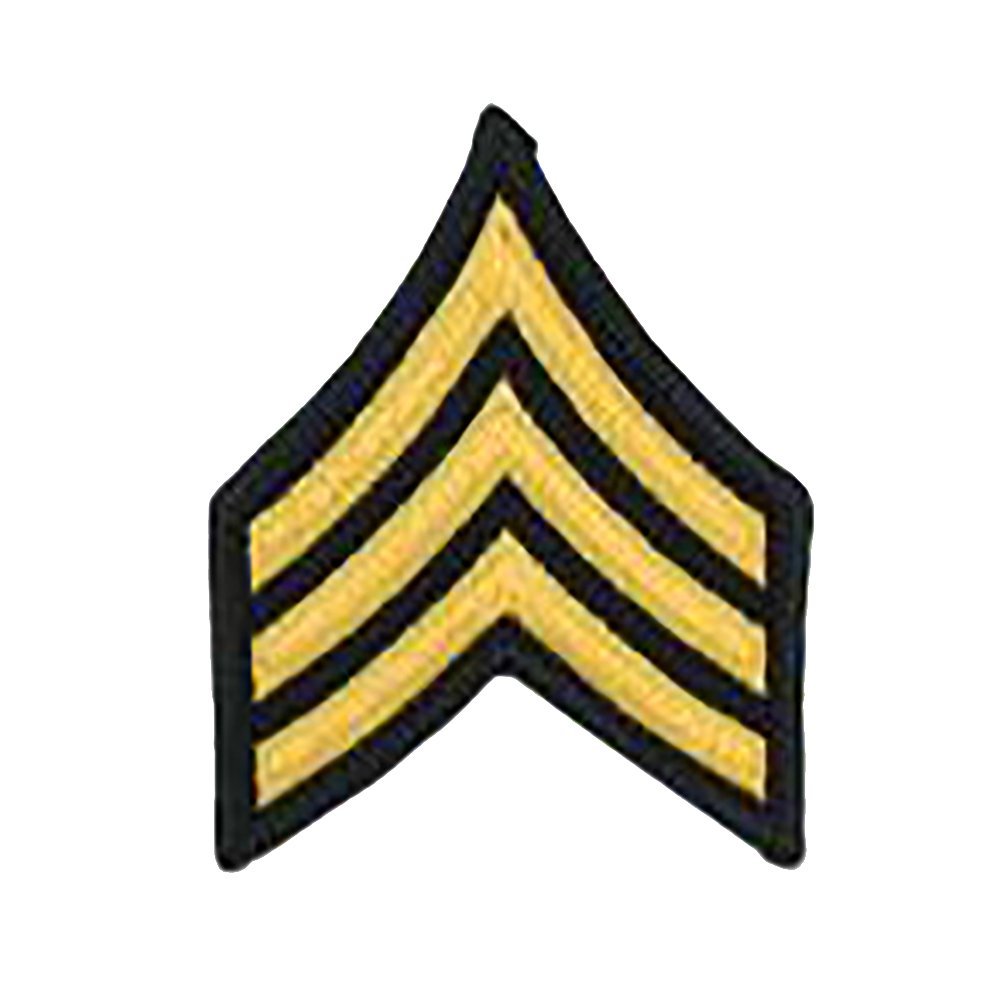 Army Service Uniform Sew On Rank Gold and Blue Set of 2 (Large, Sergeant)