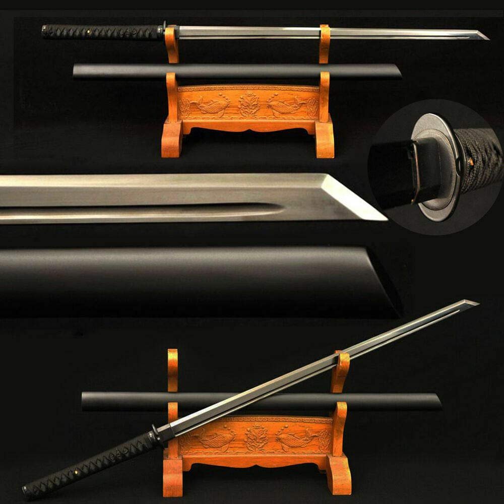 GLW Sword Japanese Black Blade Ninja Sword1060 High Carbon Steel Kiriha Zukuri Blade Sharp