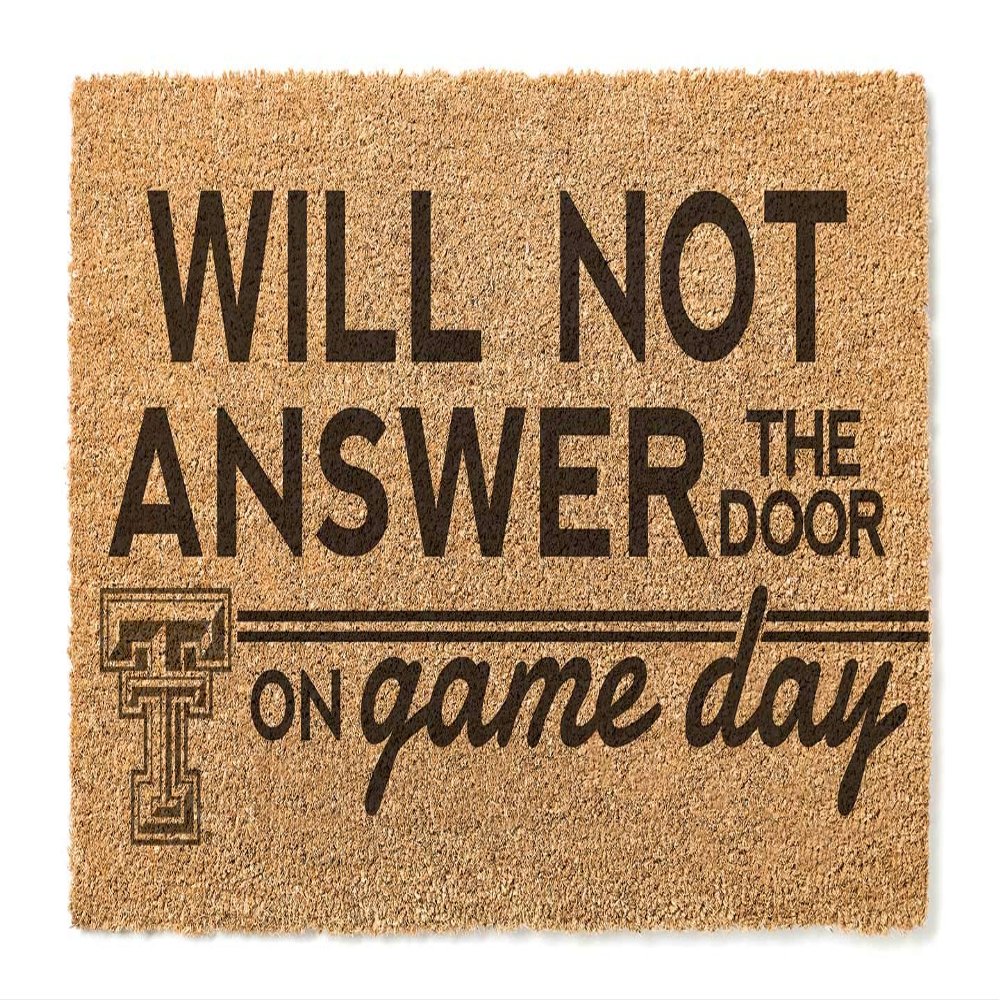 KH Sports Fan Texas Tech Red Raiders Will Not Answer on Gameday Coir Doormat, 18x30 Inches, Red Raiders Outdoor Rug; Display Your Team Spirit with This Unique Texas Tech Red Raiders Doormat