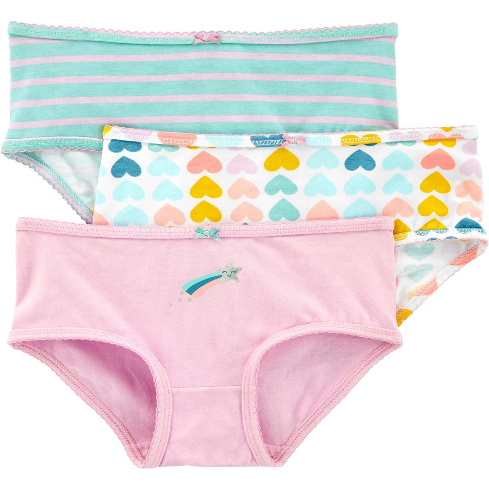 Carter's Little Girls 3-Pack Stretch Cotton Panties (2-3T, Star & Hearts)