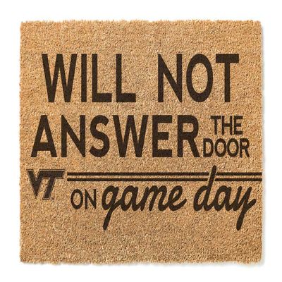 KH Sports Fan Virginia Tech Hokies Will Not Answer on Gameday Coir Doormat, 18x30 Inches, Hokies Outdoor Rug; Display Your Team Spirit with This Unique Virginia Tech Hokies Doormat