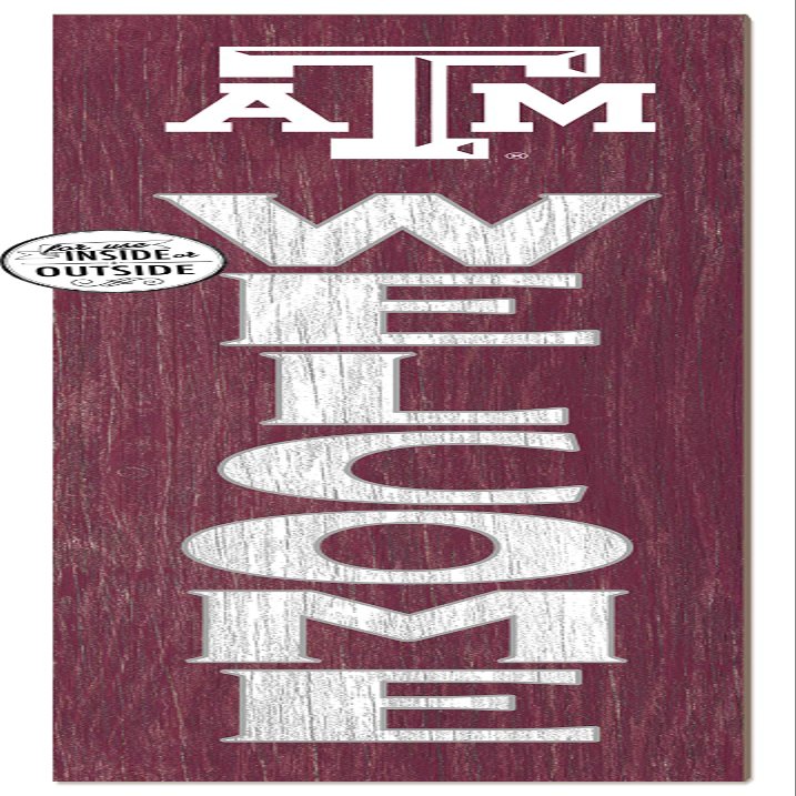 KH Sports Fan Texas A&M Aggies Welcome Porch Leaner, 11x46 Inches, Aggies Outdoor Welcome Sign; Display Your Team Spirit with This Texas A&M Aggies Plaque