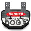 Battle Sports Novelty Football Back Plate  Hard Shell Lower Back Protector with Contoured Foam for High-Impact Protection - Adult, Beware of Dog Black/White/Red view 1