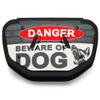 Battle Sports Novelty Football Back Plate  Hard Shell Lower Back Protector with Contoured Foam for High-Impact Protection - Adult, Beware of Dog Black/White/Red view 2