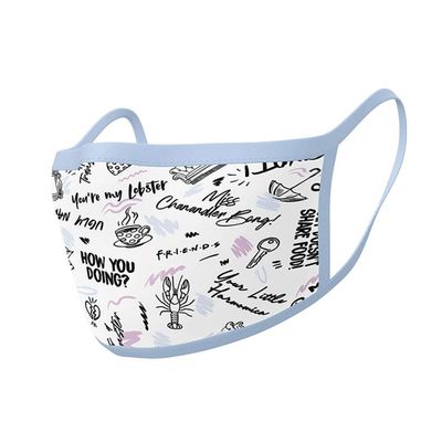 Pyramid International Friends (Phrases) Face Covering, White, One Size