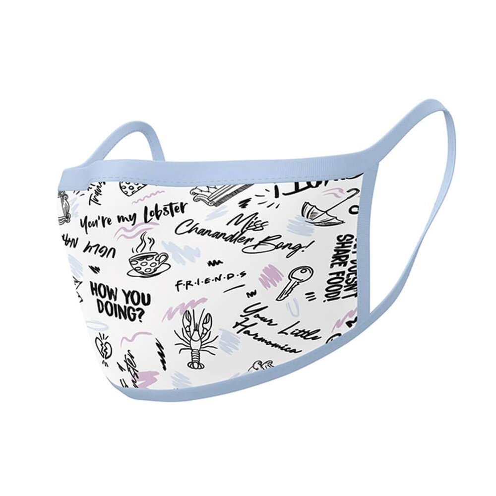 Pyramid International Friends (Phrases) Face Covering, White, One Size