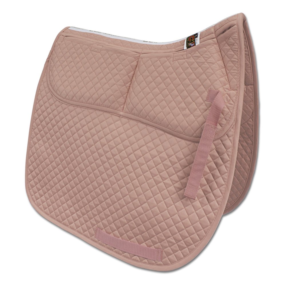 ECP Equine Comfort Products Contoured Correction Dressage Saddle Pad with Adjustable Memory Foam Shims, Quilted Poly-Cotton Design, Pressure Relief for Horses with Swayback or Muscle Loss, Pale Peach