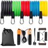 11 Pack Exercise Resistance Bands with Handles Exercise Stretch Fitness Home Set, With 5 Stackable Exercise Bands with Carry Bag, Handles, Legs Ankle Straps & Door Anchor, Automatic Counting Jump Rope view 1