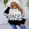 BROCHRY Women's New Winter 2020 Fashion Personality Red Sweater Knit Top High-Necked, Sawtooth Patchwork Sleeve Push Thick Thermal(Black, L) view 2