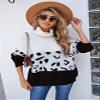 BROCHRY Women's New Winter 2020 Fashion Personality Red Sweater Knit Top High-Necked, Sawtooth Patchwork Sleeve Push Thick Thermal(Black, L) view 3
