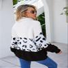 BROCHRY Women's New Winter 2020 Fashion Personality Red Sweater Knit Top High-Necked, Sawtooth Patchwork Sleeve Push Thick Thermal(Black, L) view 4