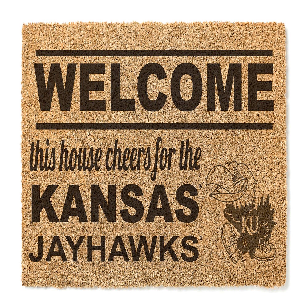 KH Sports Fan Kansas Jayhawks Welcome Coir Doormat, 18x30 Inches, Jayhawks Outdoor Rug; Display Your Team Spirit with This Unique Kansas Jayhawks Doormat