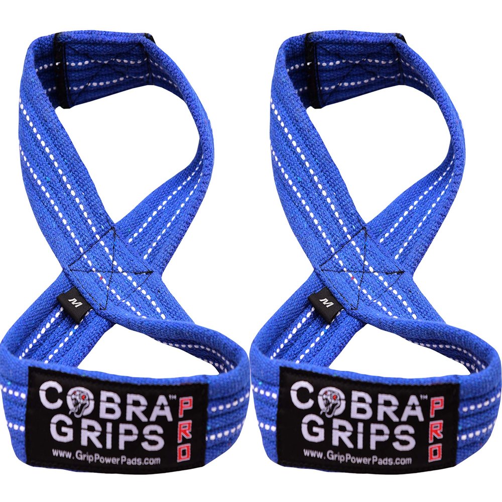 Deadlift Straps Figure 8 Loop Lifting Straps The #1 Choice for Power Lifters weightlifters workout Enthusiasts (Blue, 80 cm 8.0"+ And Up Wrist Circumference)