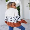 Women's New Winter 2020 Fashion Personality Red Sweater Knit Top Women, High-Necked, Sawtooth Patchwork Sleeve Push Thick Thermal Sweater (Brown, L) view 4