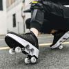 Automatic Walking Shoes Invisible Roller Skate 2 in 1 Removable Pulley Skates Skating Double-Row Deform Wheel Deformation (Black high, US 5) view 4