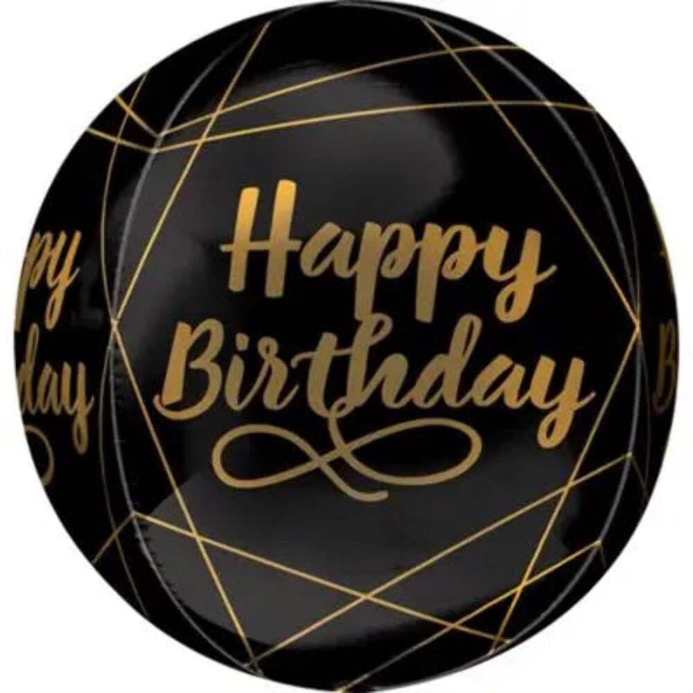Anagram Elegant Black & Gold Confetti Birthday Orbz Balloon